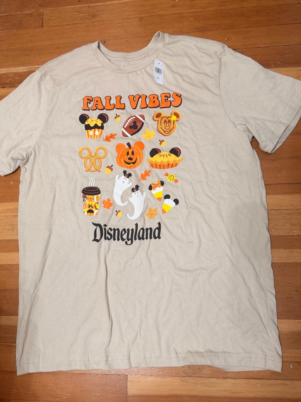 NWT Disney Parks Fall Vibes Graphic Tee - Cream with Orange graphics Large